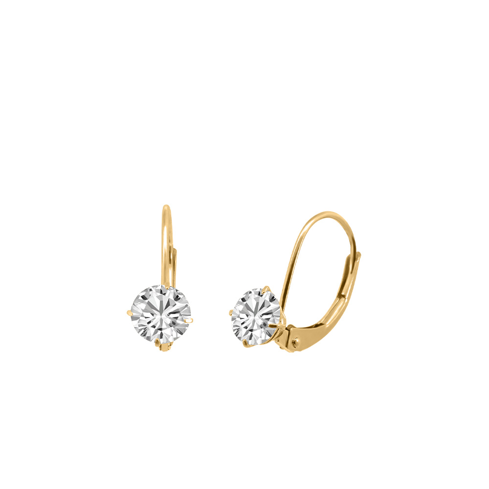 Earrings with 5MM Cubic Zirconia in 10kt Yellow Gold