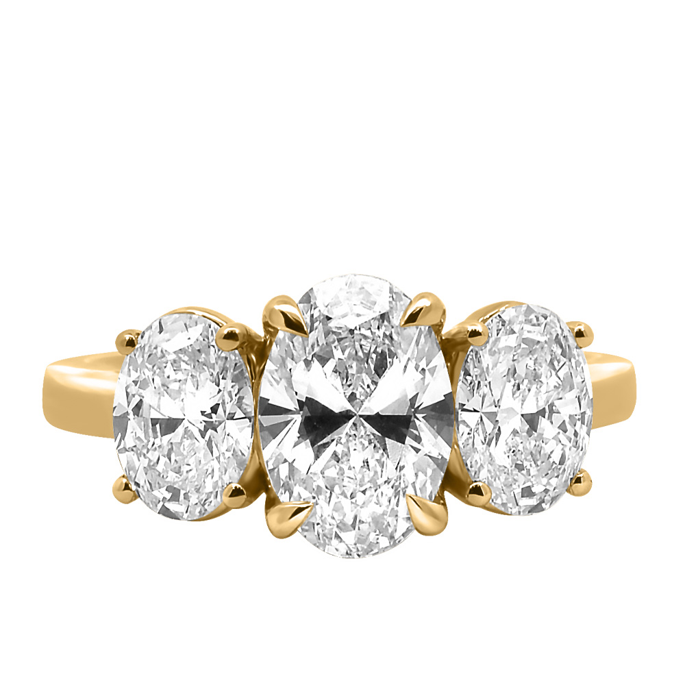 Oval “Trinity” Engagement Ring with 3.00 Carat TW of Lab Created Diamonds in 14kt Yellow Gold