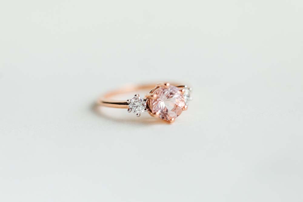 Ring with 7MM Morganite and .40 Carat TW of Diamonds in 14kt Rose Gold