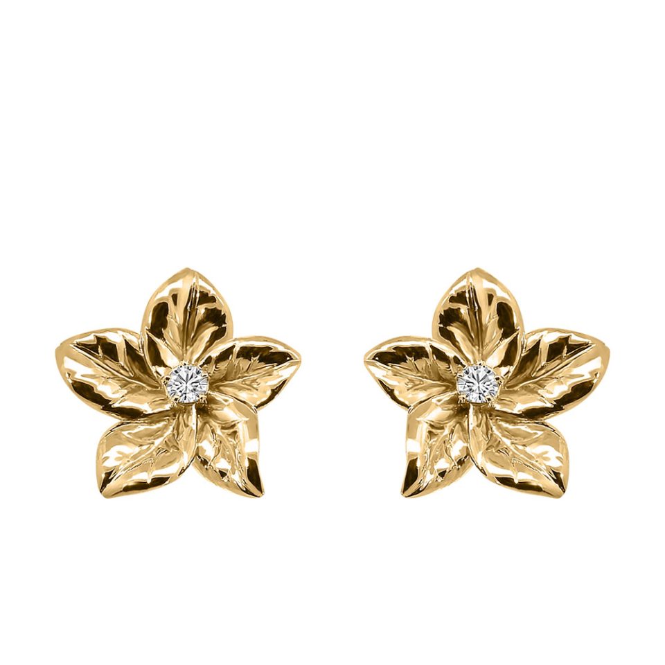 Harmony Flower Earrings with .08 Carat TW of Diamonds in 10kt Yellow Gold