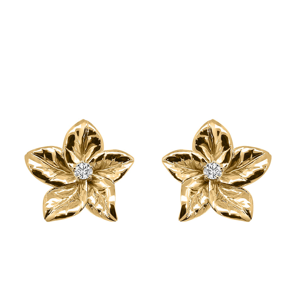 Harmony Flower Earrings with .08 Carat TW of Diamonds in 10kt Yellow ...