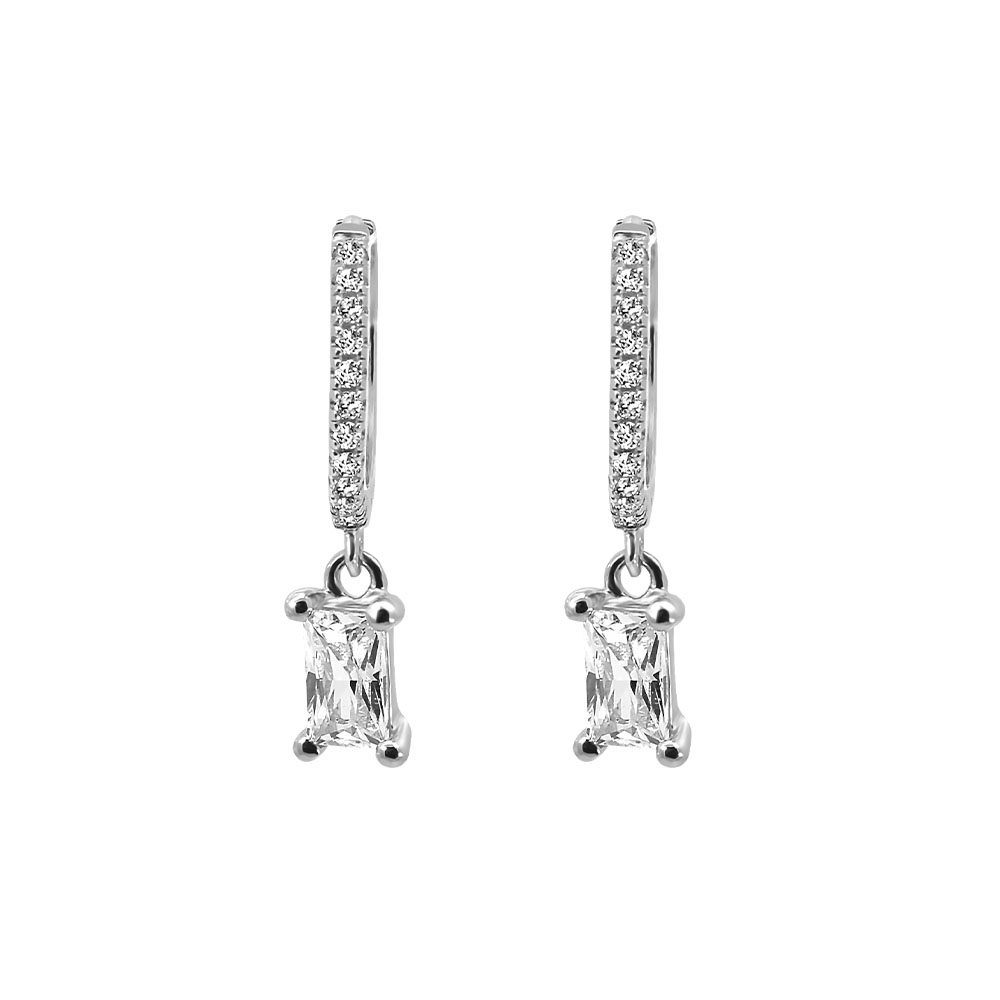 Hoop Earrings with Cubic Zirconia Sterling Silver