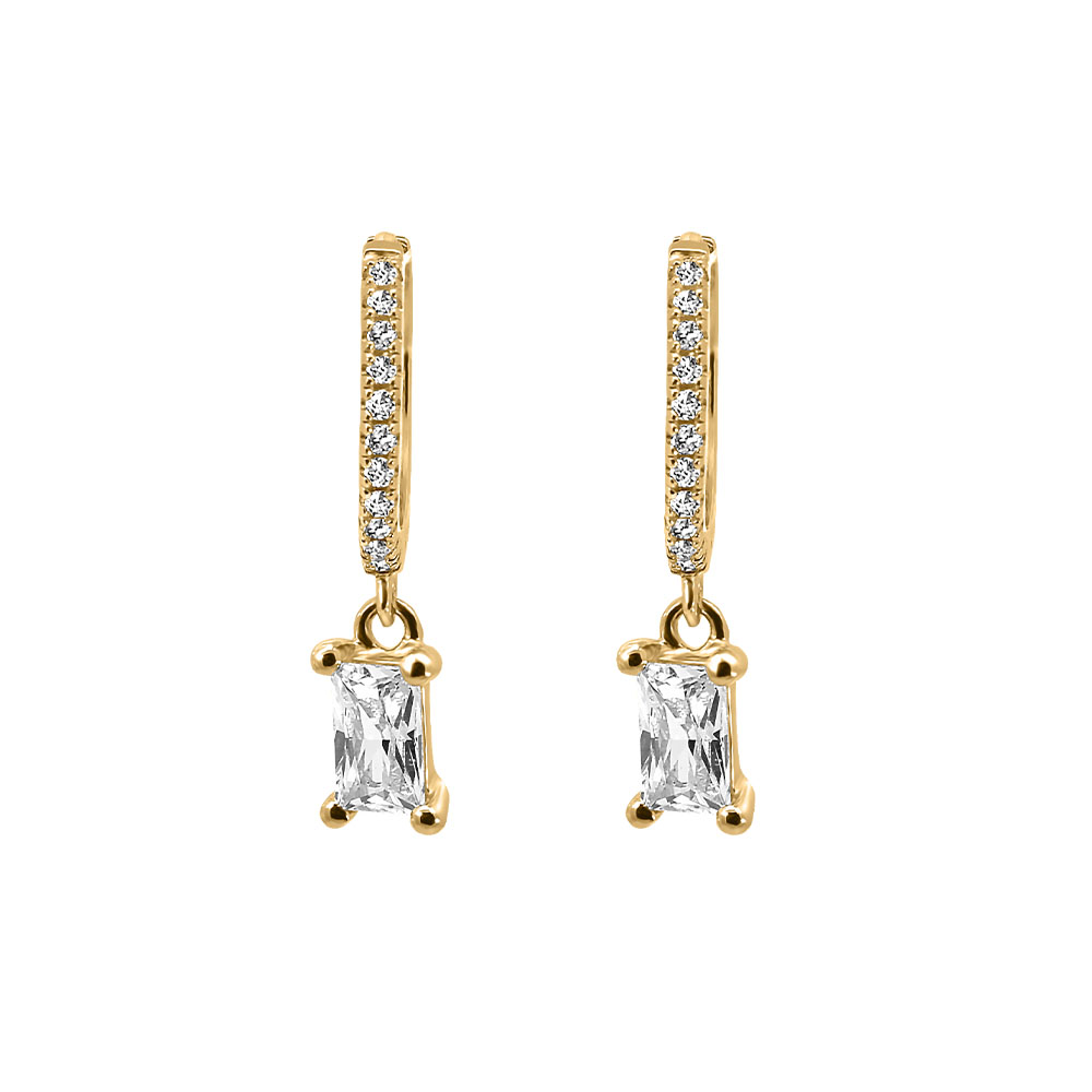 Hoop Earrings with Cubic Zirconia in Gold Plated Sterling Silver