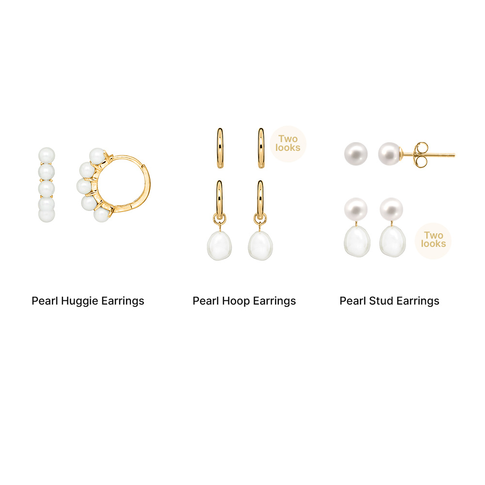 Start Your Stack Earring Edition with Pearls Gold Plated Sterling Silver