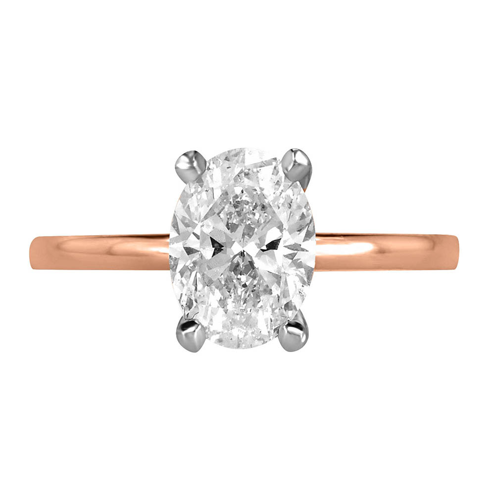 Eternal Icon Oval Solitaire Engagement Ring with Carat TW of Diamonds in 18kt Rose Gold