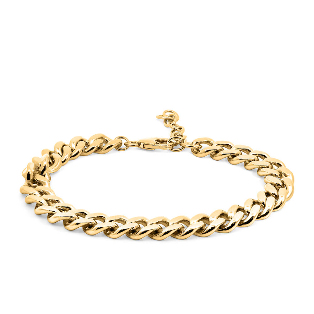 6.5″-7.5″ 7.5MM Athena Curb Bracelet in Gold Vermeil Sterling Silver