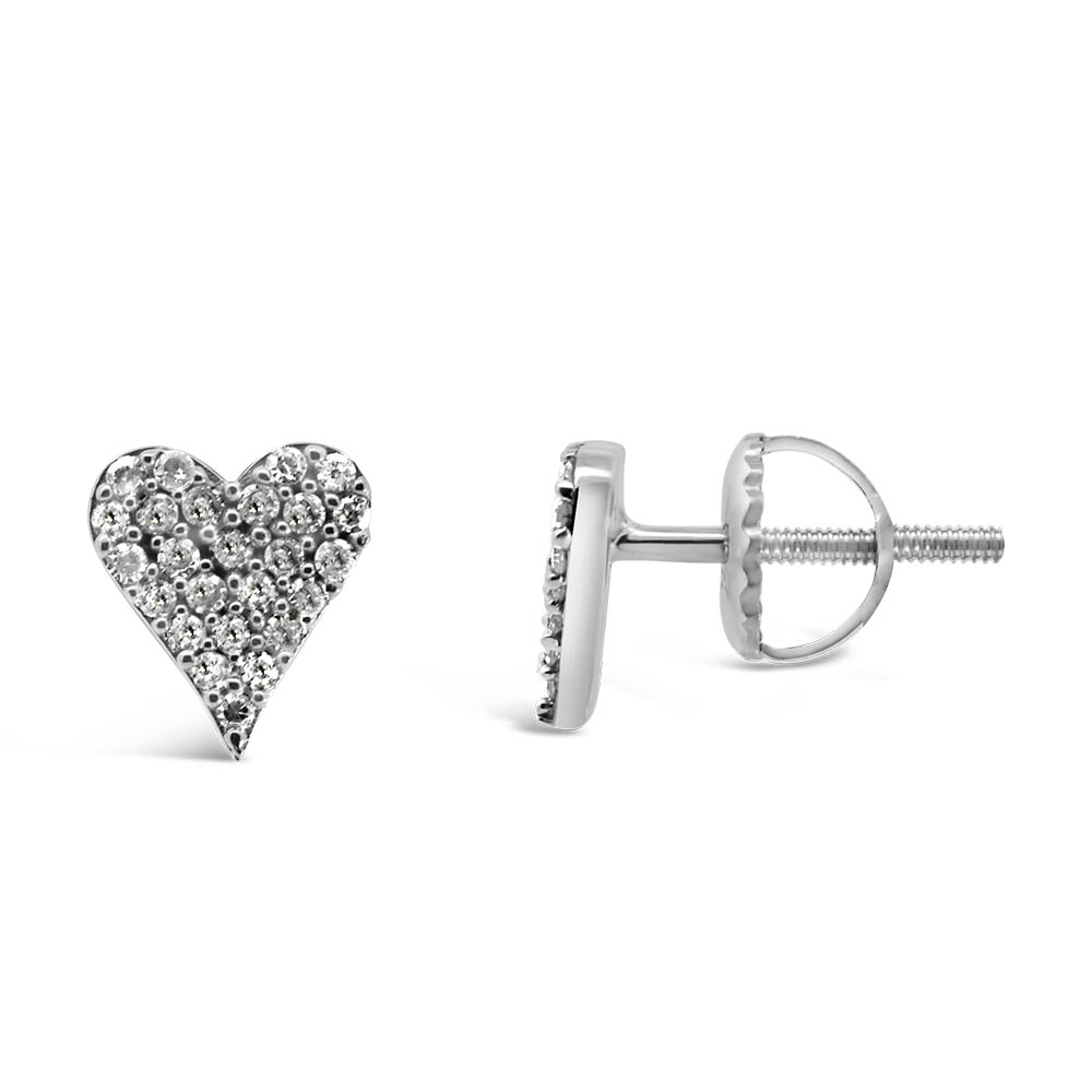 Pave Heart Earrings with .15 Carat TW of Diamonds 10kt White Gold