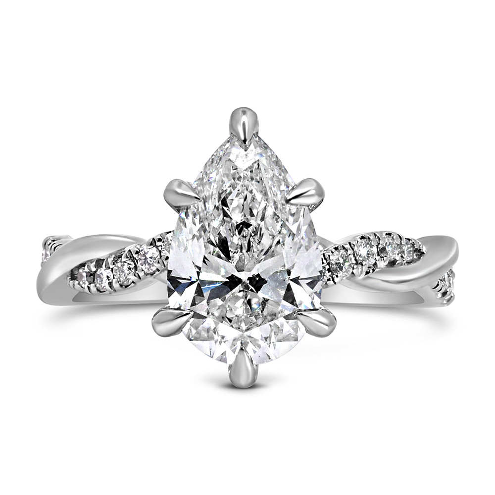 Pear Shaped Engagement Ring with 2.80 Carat TW of Lab Created Diamonds 14kt White Gold