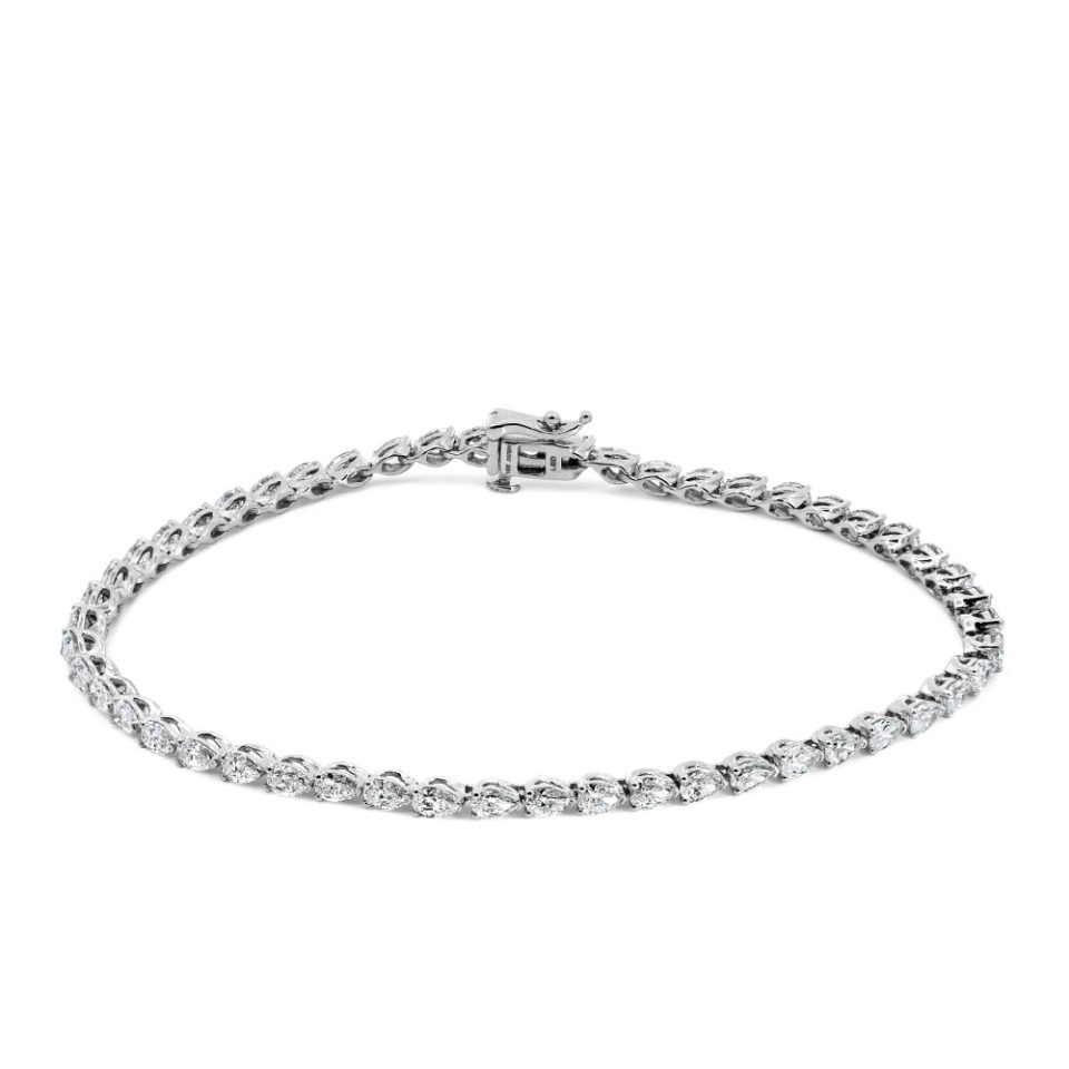 Pear Tennis Bracelet with 4.00 Carat TW of Lab Created Diamonds in 14kt White Gold