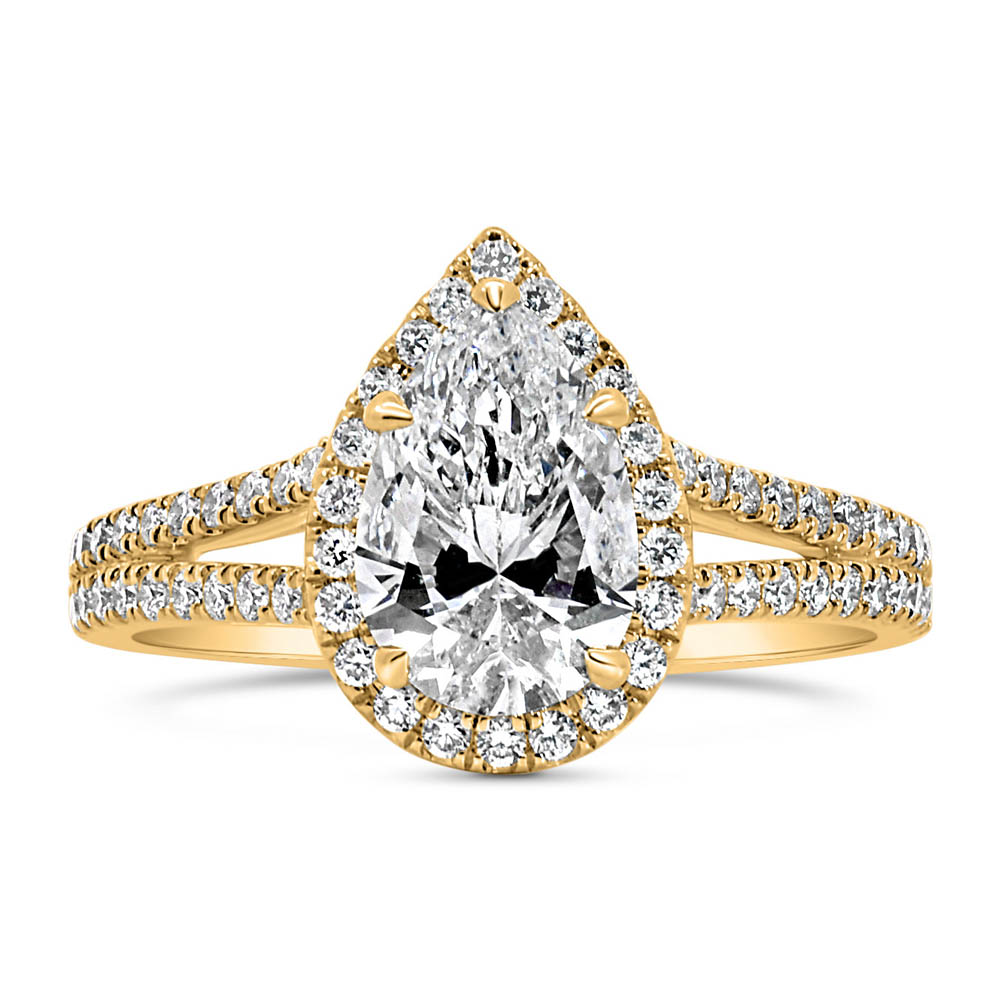 Pear Engagement Ring with 2.00 Carat TW of Lab Created Diamonds 14kt Yellow Gold