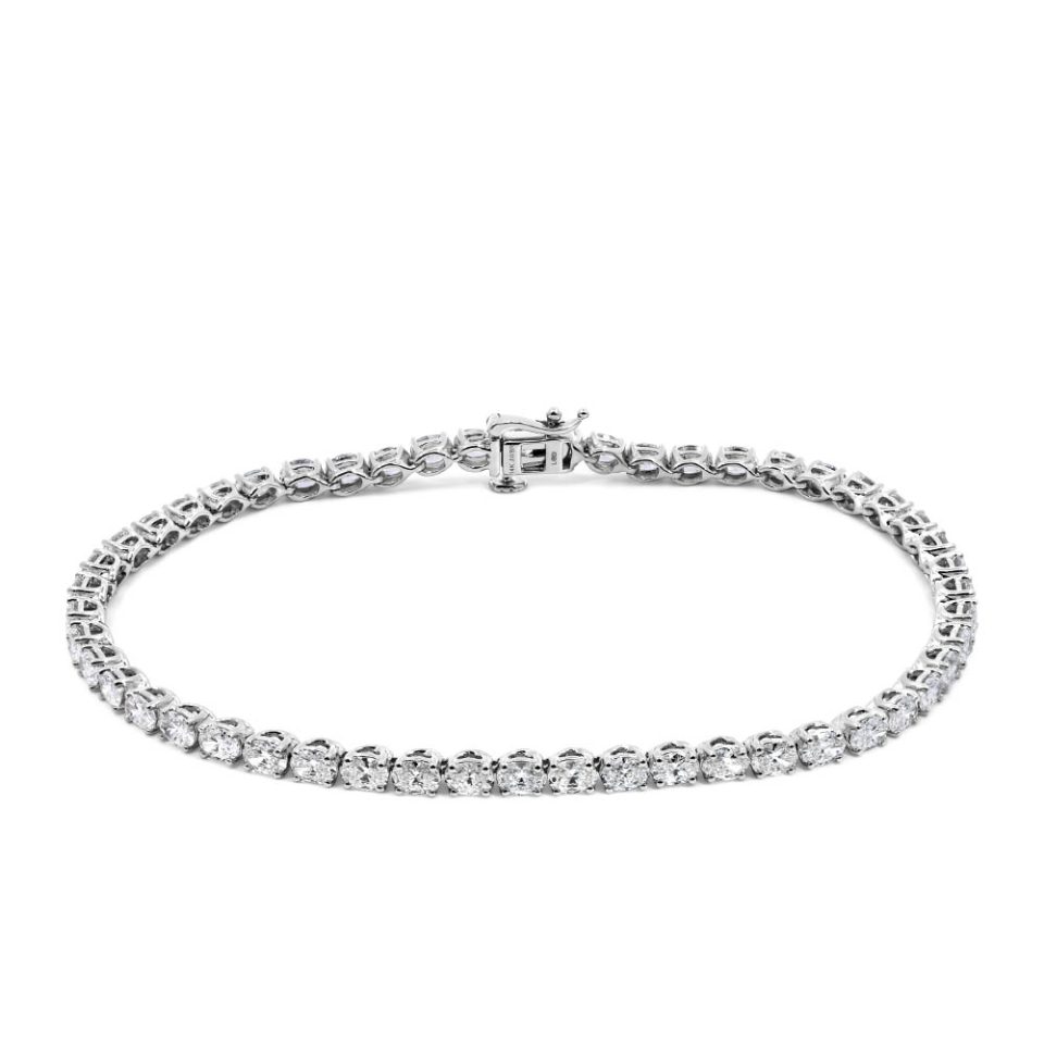 Oval Tennis Bracelet with 5.00 Carat TW of Lab Created Diamonds in 14kt White Gold