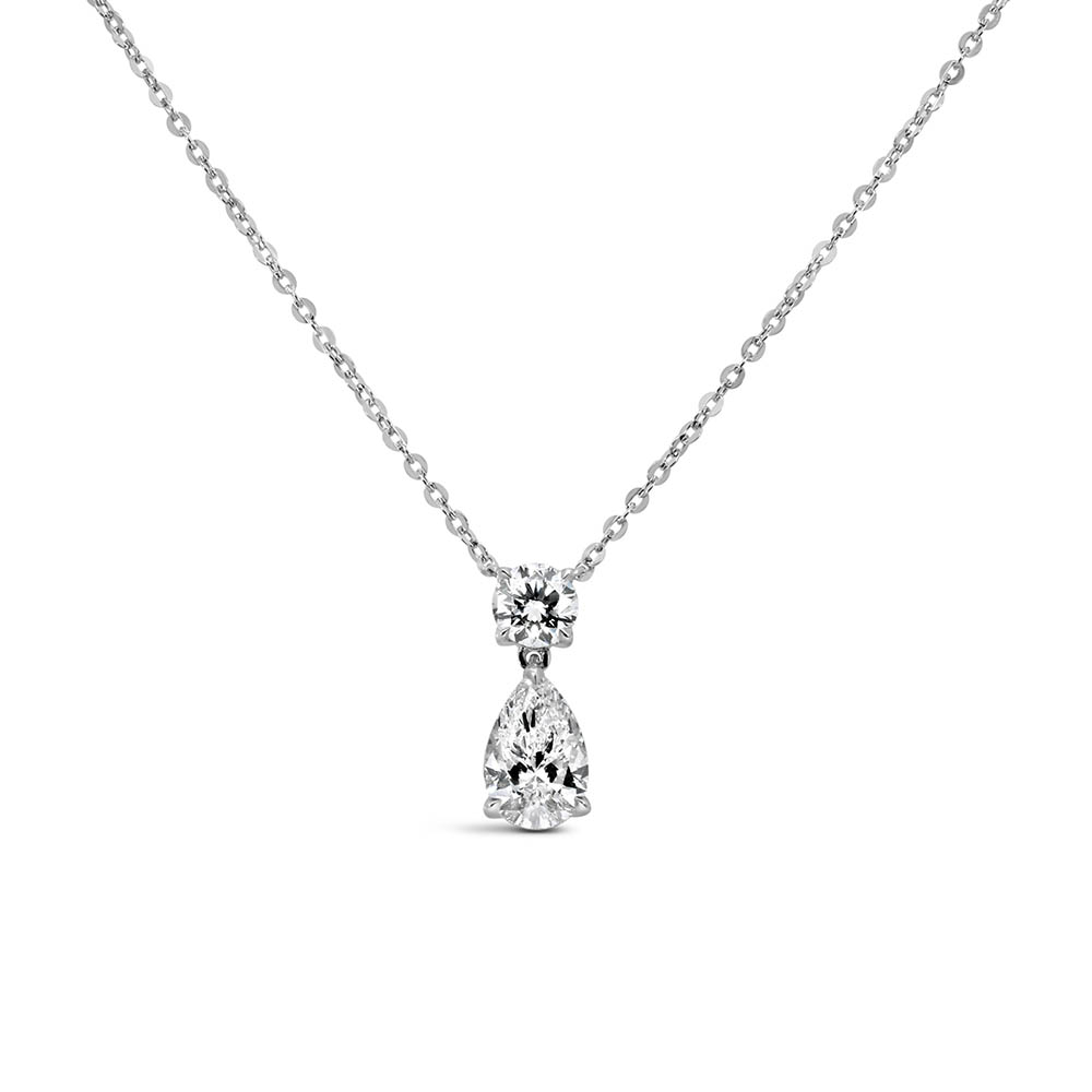 Pear Pendant with 1.00 Carat TW of Lab Created Diamonds 14kt White Gold Chain