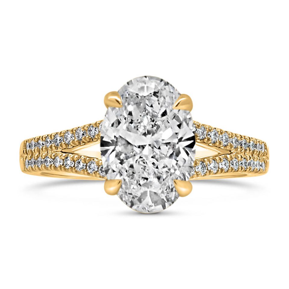 Oval Engagement Ring with 2.80 Carat TW of Lab Created Diamonds in 14kt Yellow Gold