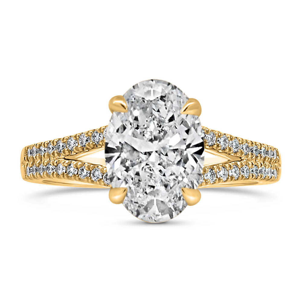 Oval Engagement Ring with 2.80 Carat TW of Lab Created Diamonds 14kt Yellow Gold