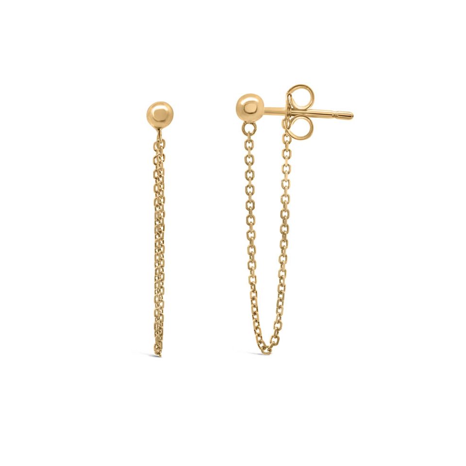 1" Drop Chain Earrings in 10kt Yellow Gold