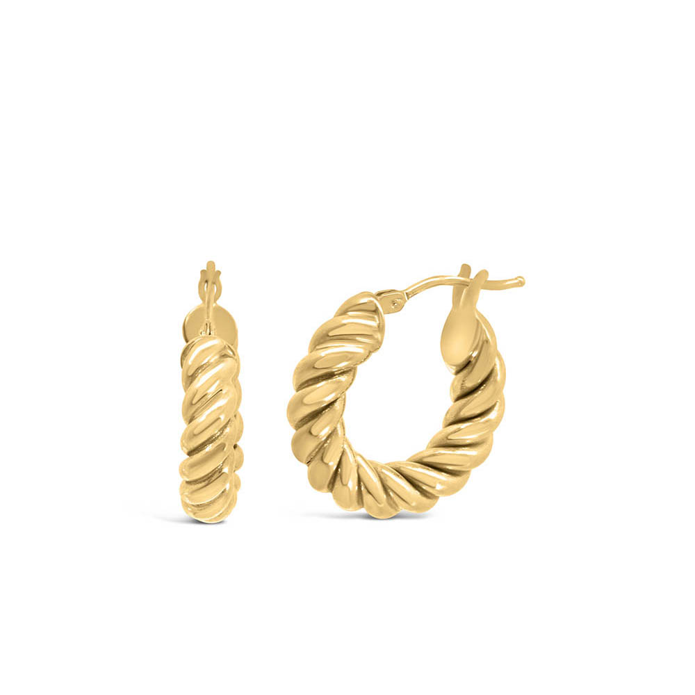 18MM Cornetto Hoop Earrings 10kt Yellow Gold