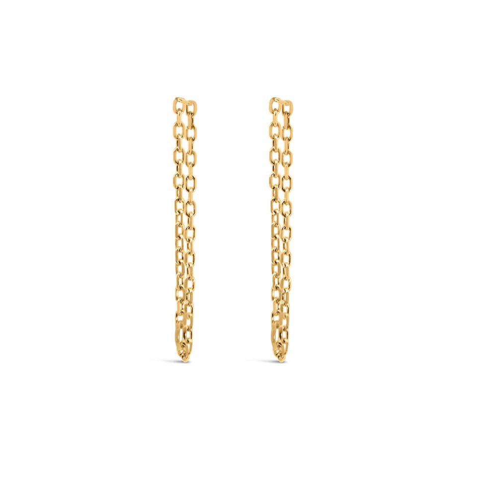 1" Double Chain Earrings in 10kt Yellow Gold