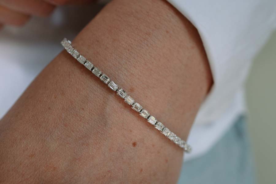 Emerald Cut Tennis Bracelet with 5.00 Carat TW of Lab Created Diamonds 14kt White Gold