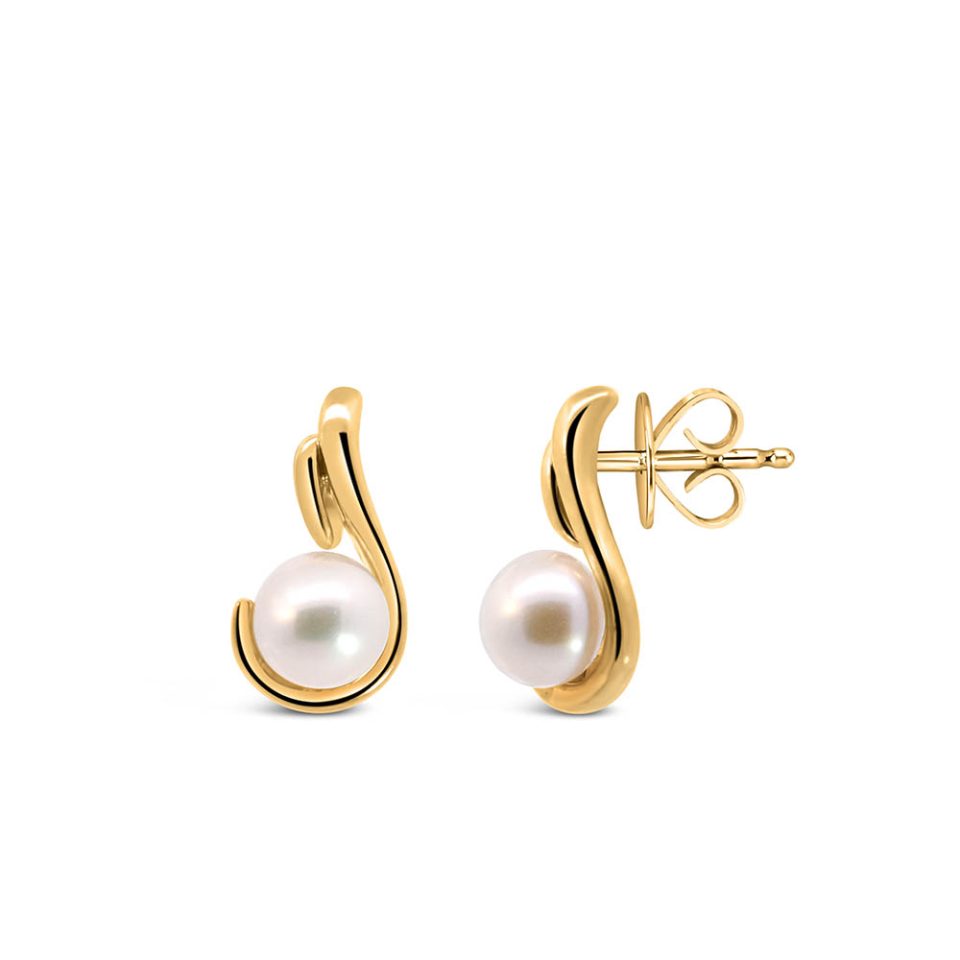 Earrings with 5MM Pearl in 10kt Yellow Gold