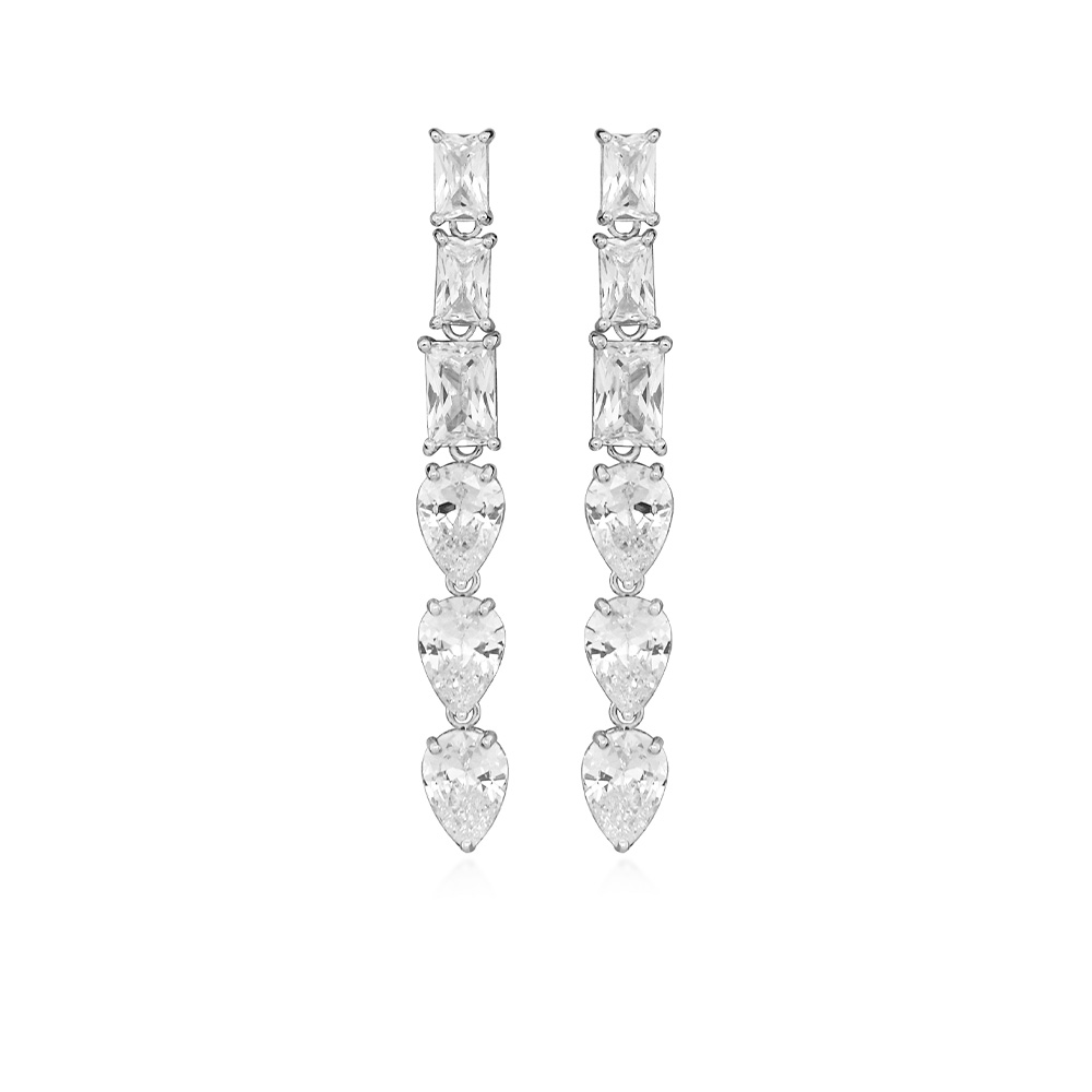 Drop Earrings with Cubic Zirconia Sterling Silver