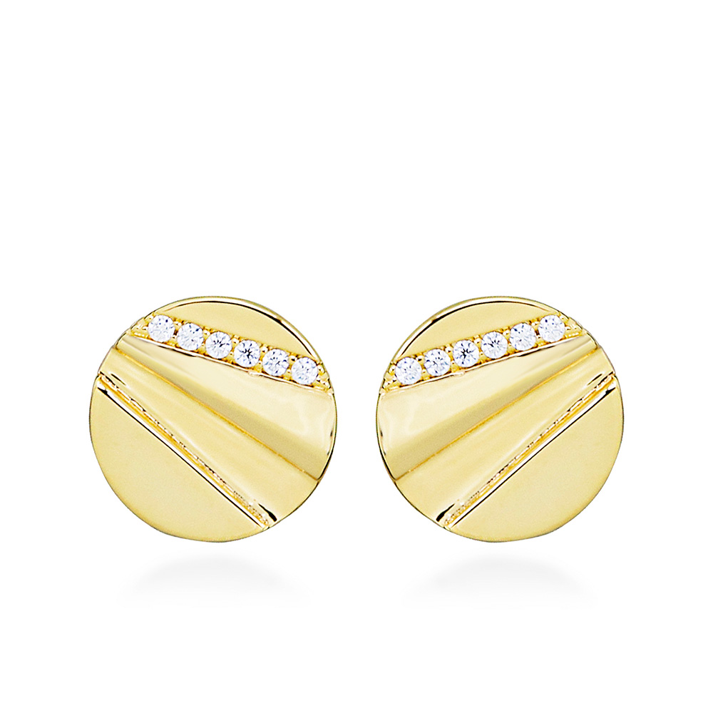 Circle Earrings with Cubic Zirconia in Gold Plated Sterling Silver