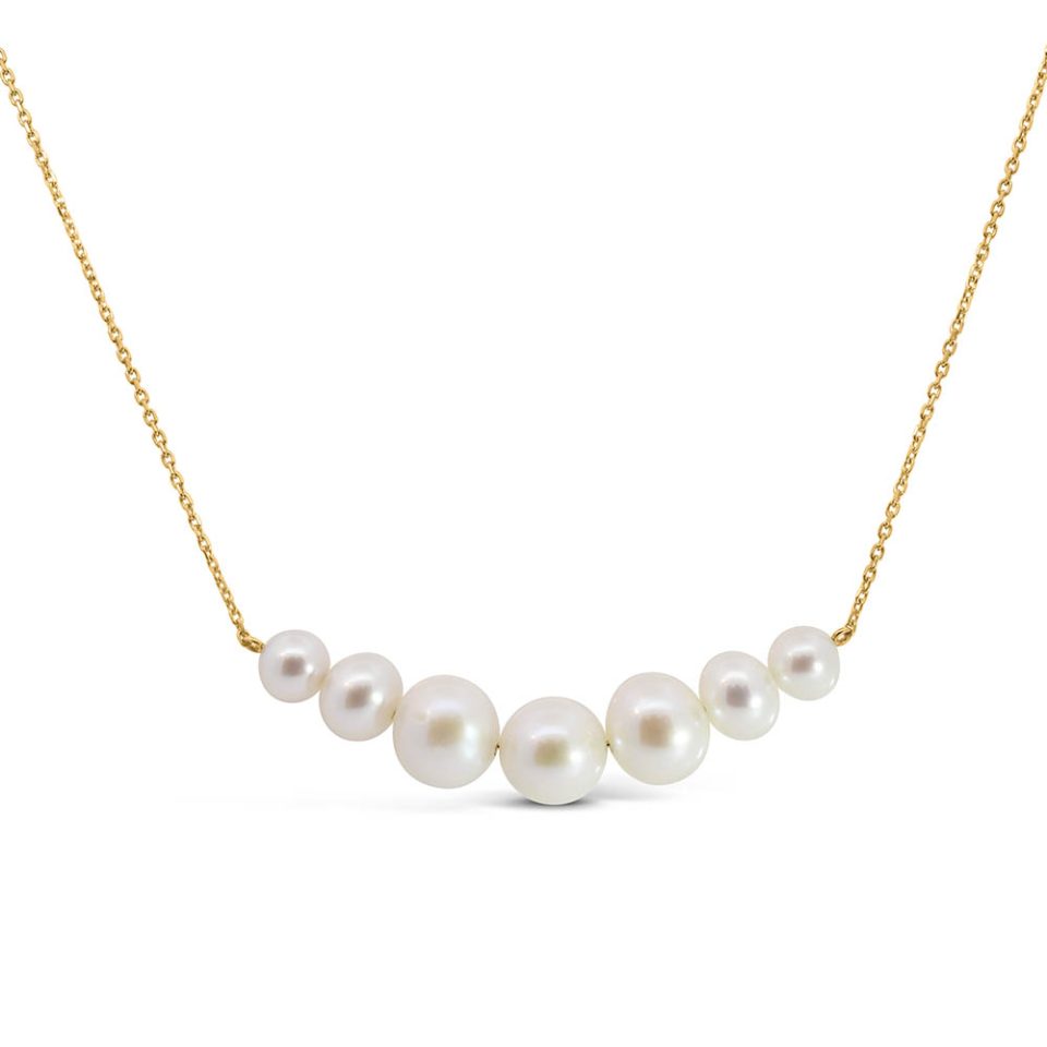 17"+1" Necklace with Pearls in 10kt Yellow Gold