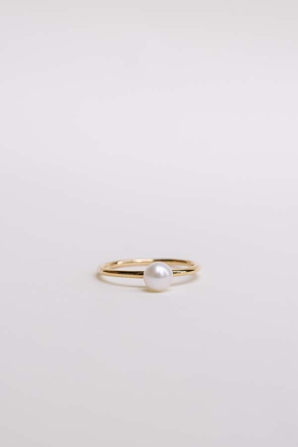 Stackable Ring with 5MM Pearl in 10kt Yellow Gold