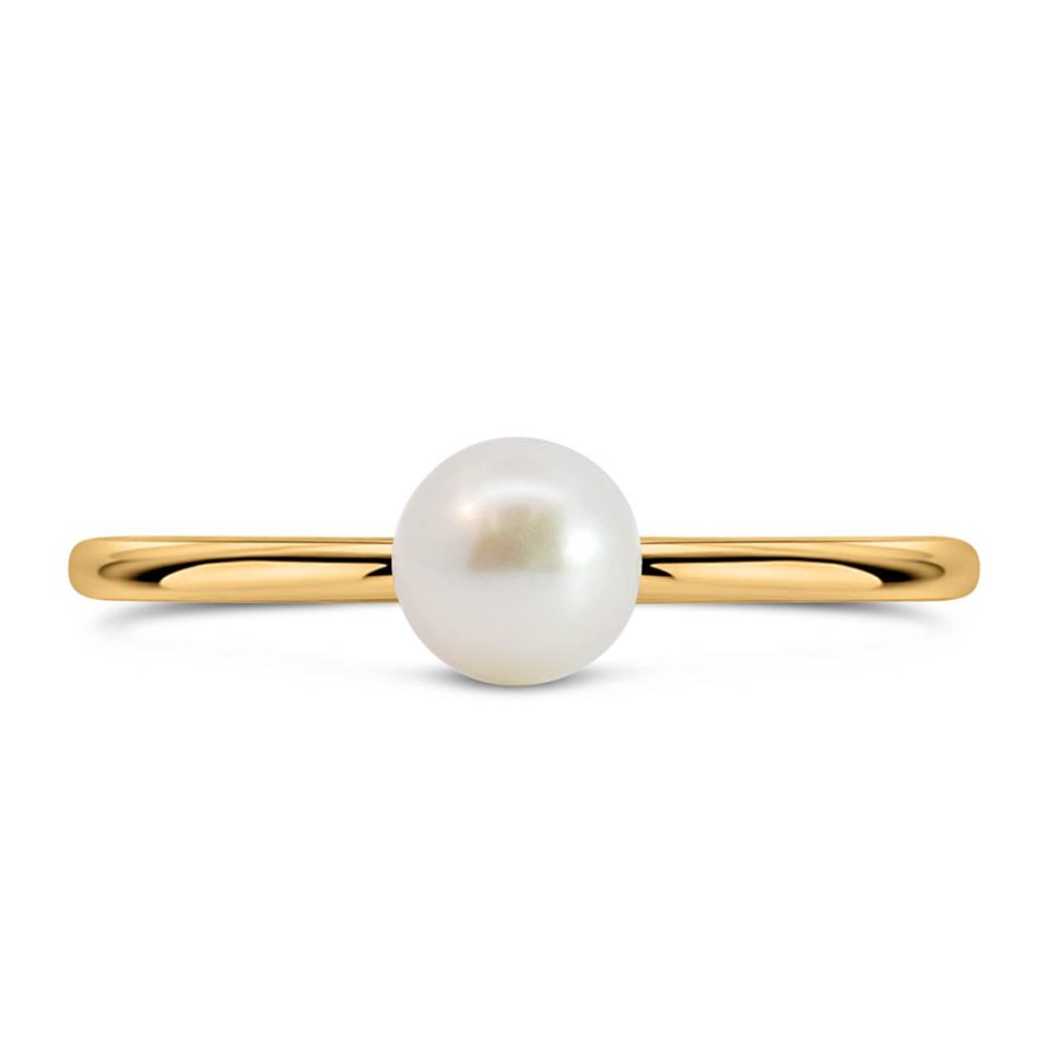 Stackable Ring with 5MM Pearl in 10kt Yellow Gold