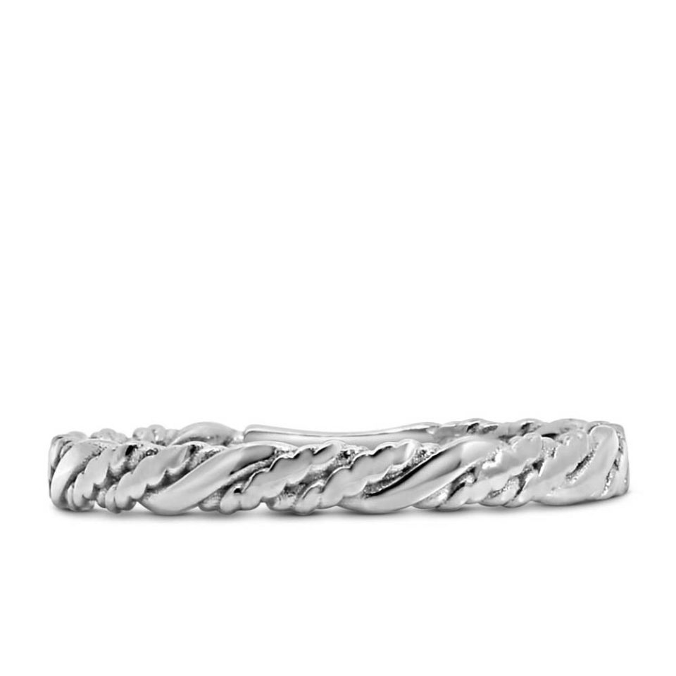 Stackable Vintage Rope Ring in 10kt White Gold