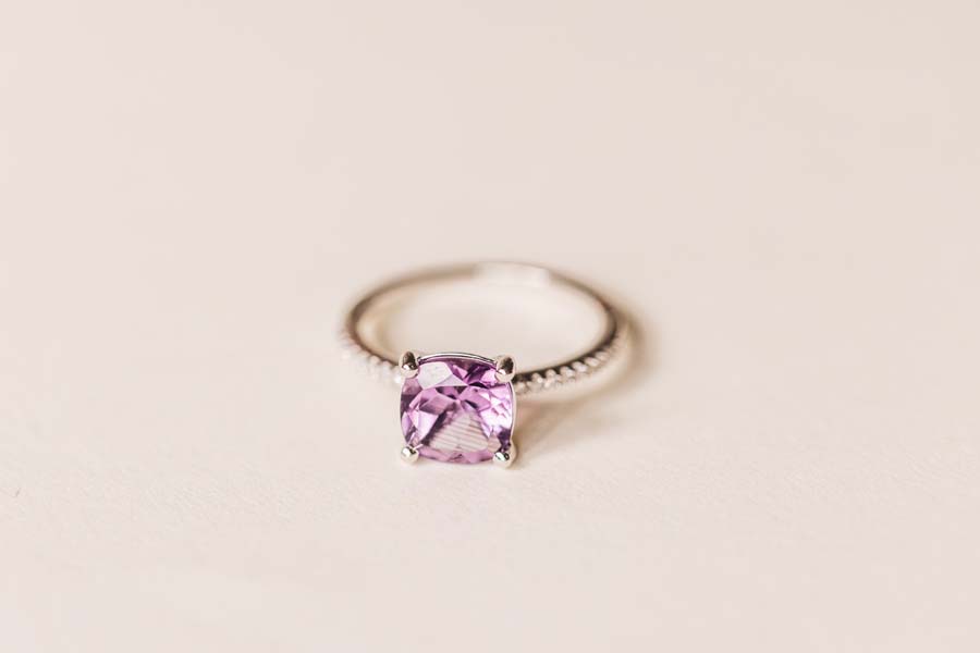 Ring with .10 Carat TW of Diamonds and 8MM Amethyst in 10kt White Gold