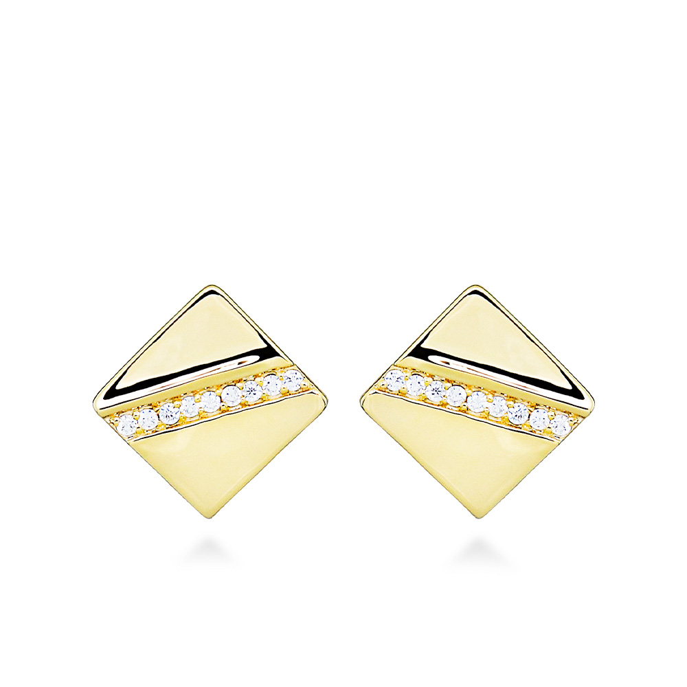 Square Earrings with Cubic Zirconia Sterling Silver