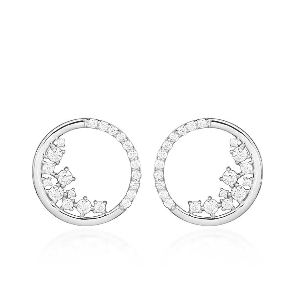 Circle Constellation Earrings with Cubic Zirconia in Sterling Silver