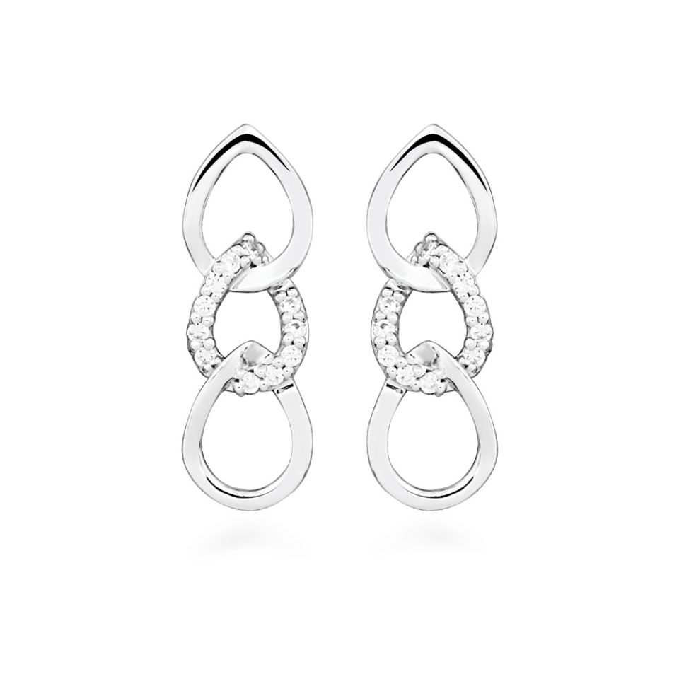 Teardrop Earrings with Cubic Zirconia in Sterling Silver