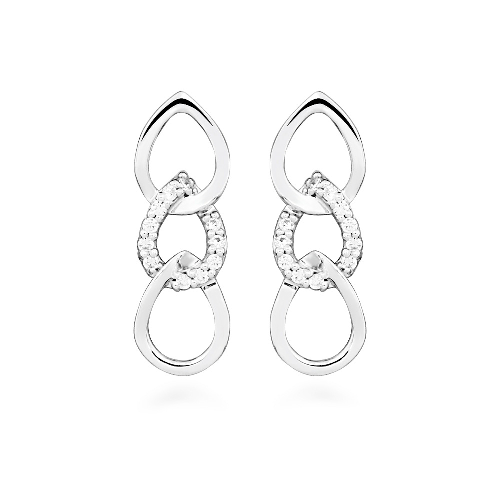 Teardrop Earrings with Cubic Zirconia Sterling Silver