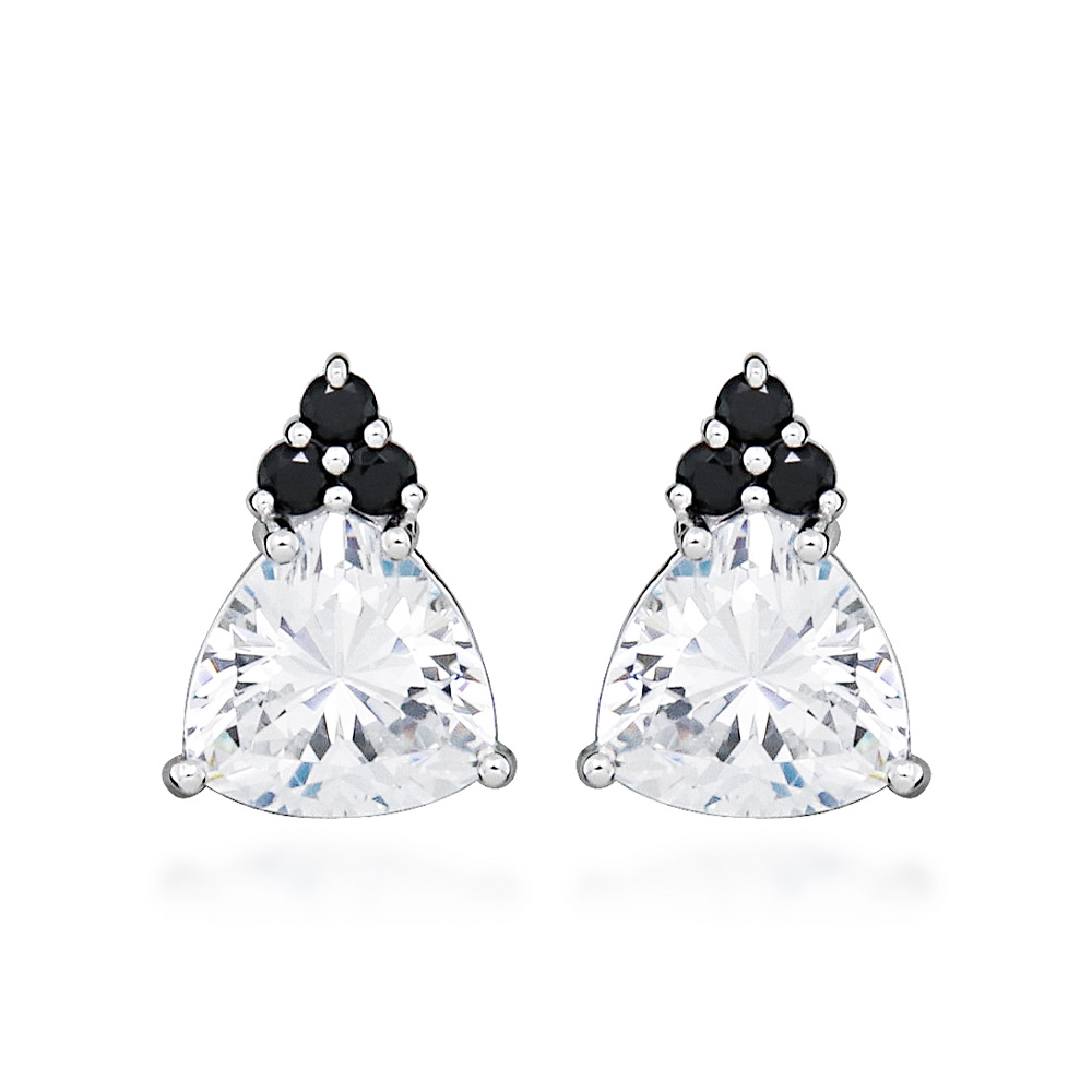 Earrings with Black and White Cubic Zirconia Sterling Silver