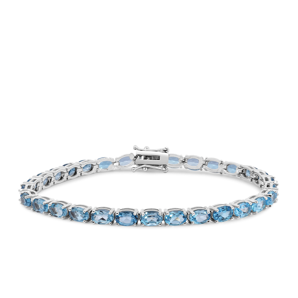 7.5″ Tennis Bracelet with Blue Topaz Sterling Silver