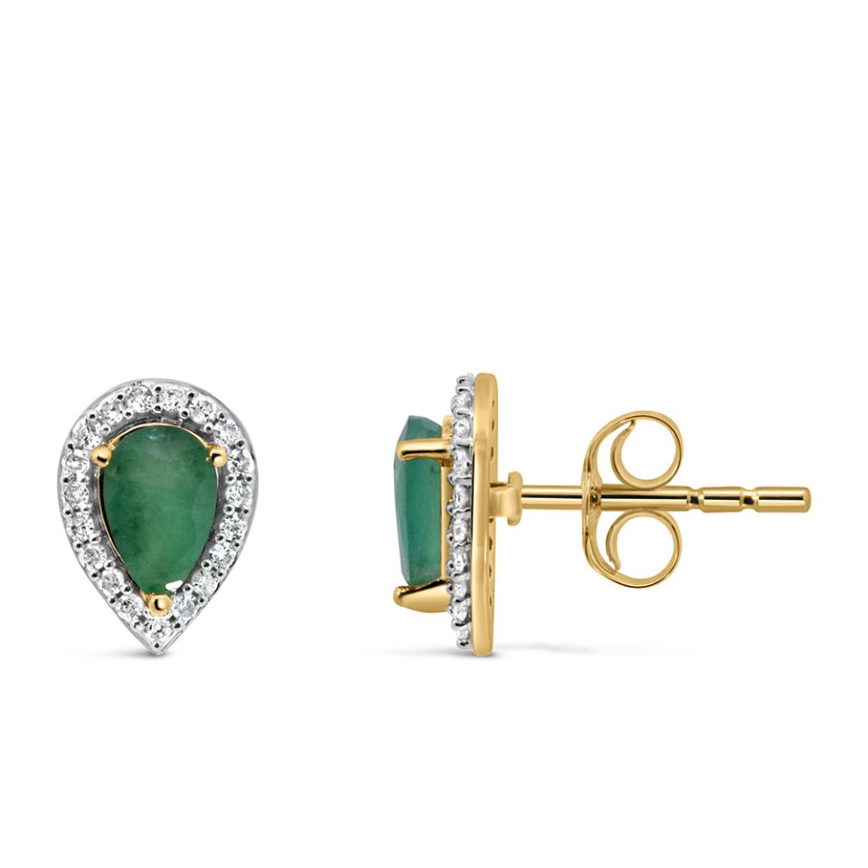 Emerald Earrings in 10kt Yellow Gold