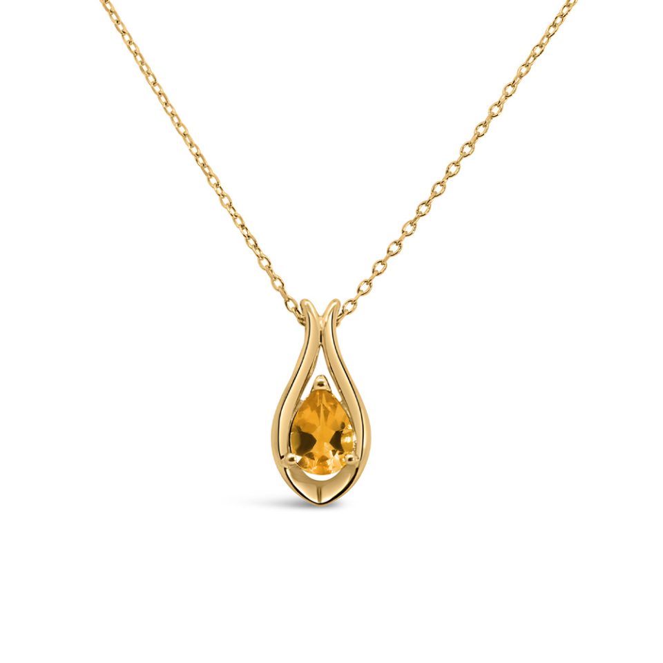 Citrine Pendant in 10kt Yellow Gold with Chain