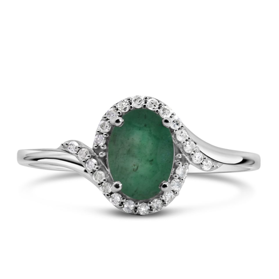 Emerald Ring in 10kt White Gold