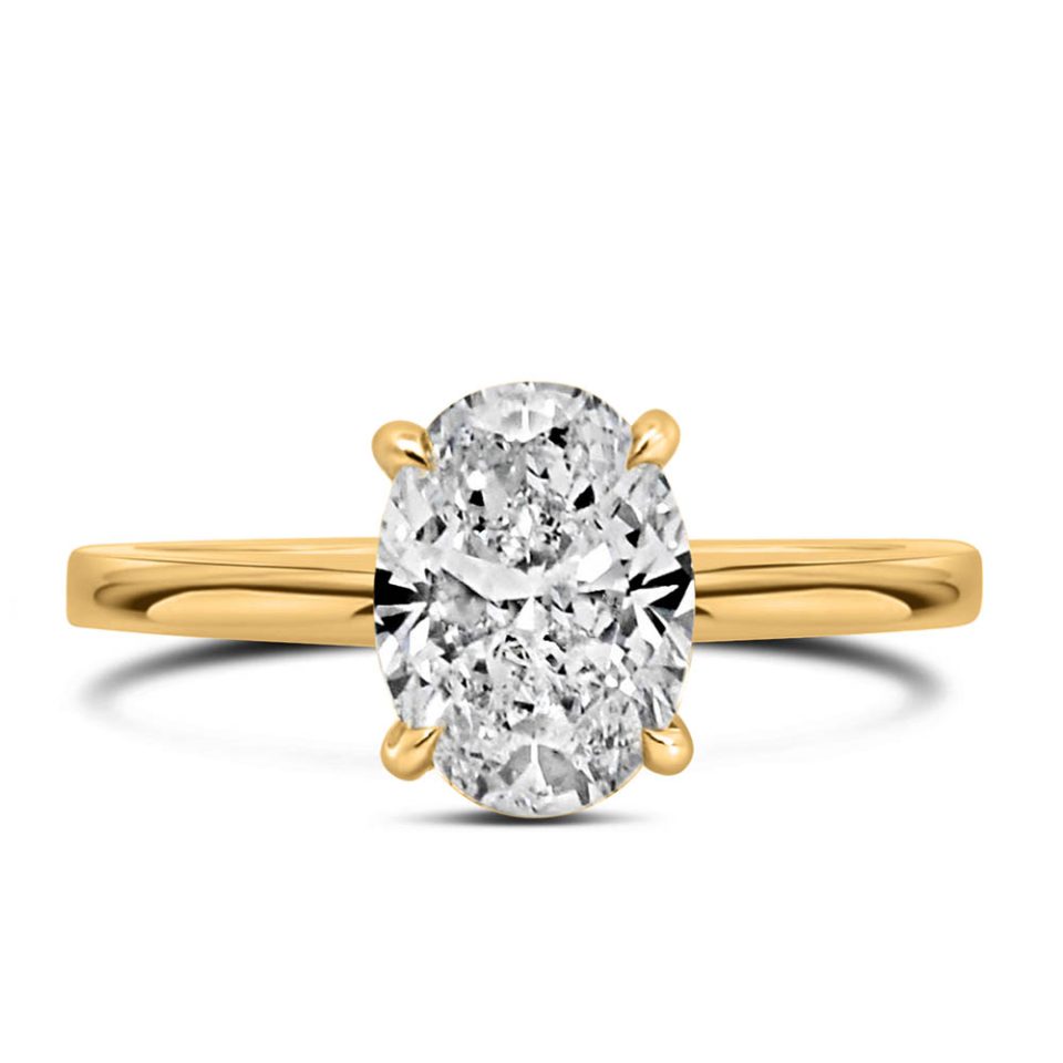 Oval Engagement Ring with 2.11 Carat TW of Lab Created Diamonds in 14kt Yellow Gold