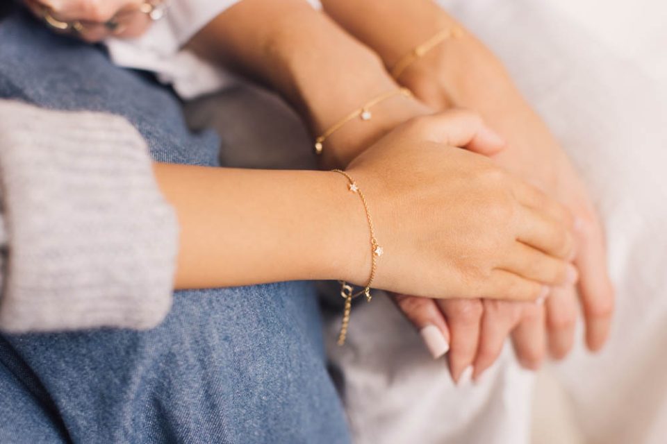 5"+1.5" 1970s Barbie Mommy and Me Star Bracelet with Cubic Zirconia with Gold Vermeil Plated Sterling Silver