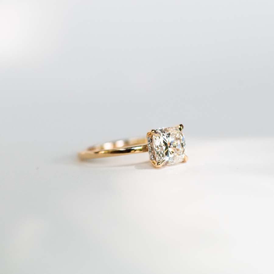 Cushion Cut Engagement Ring with Carat TW of Lab Created Diamonds 14kt Gold