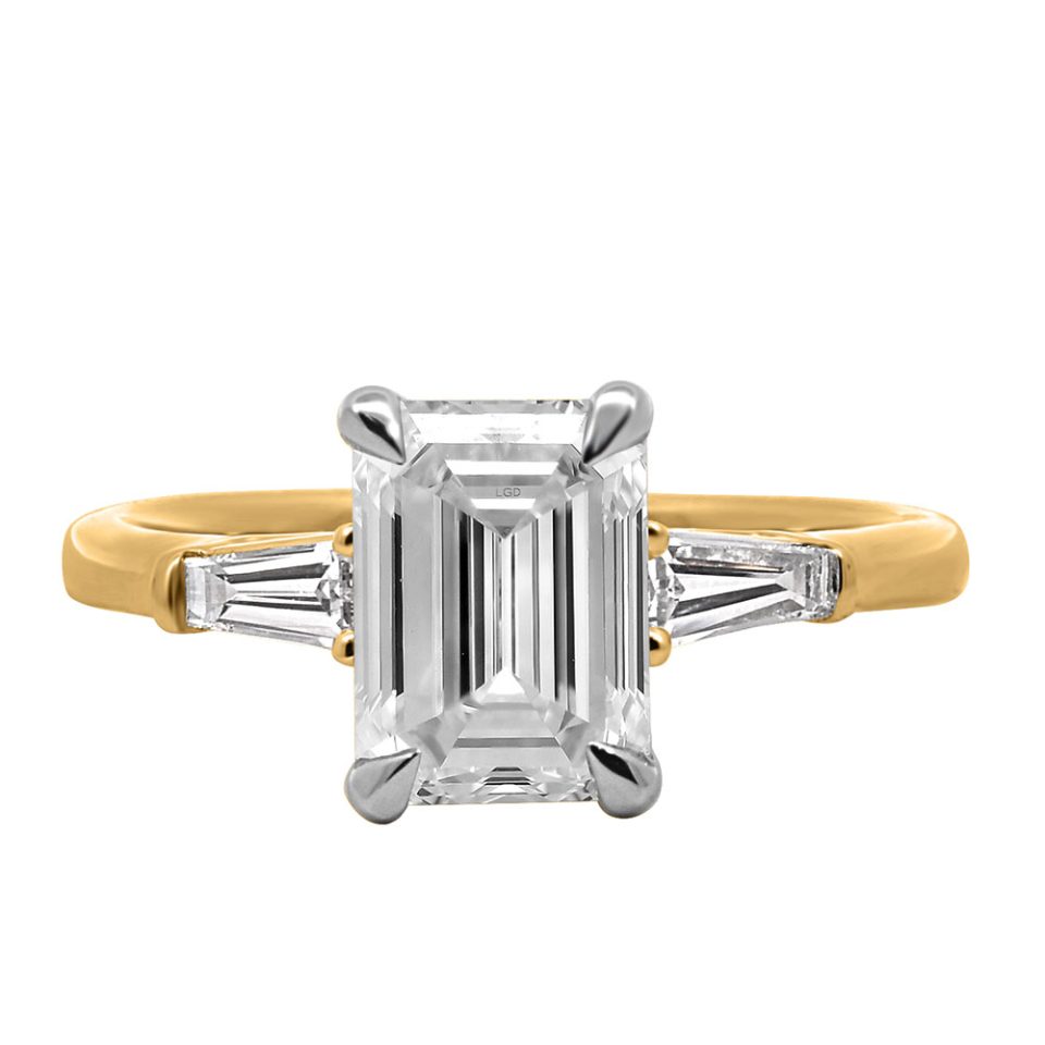 Emerald Cut Engagement Ring with 2.80 Carat TW of Lab Created Diamonds in 14kt Yellow Gold