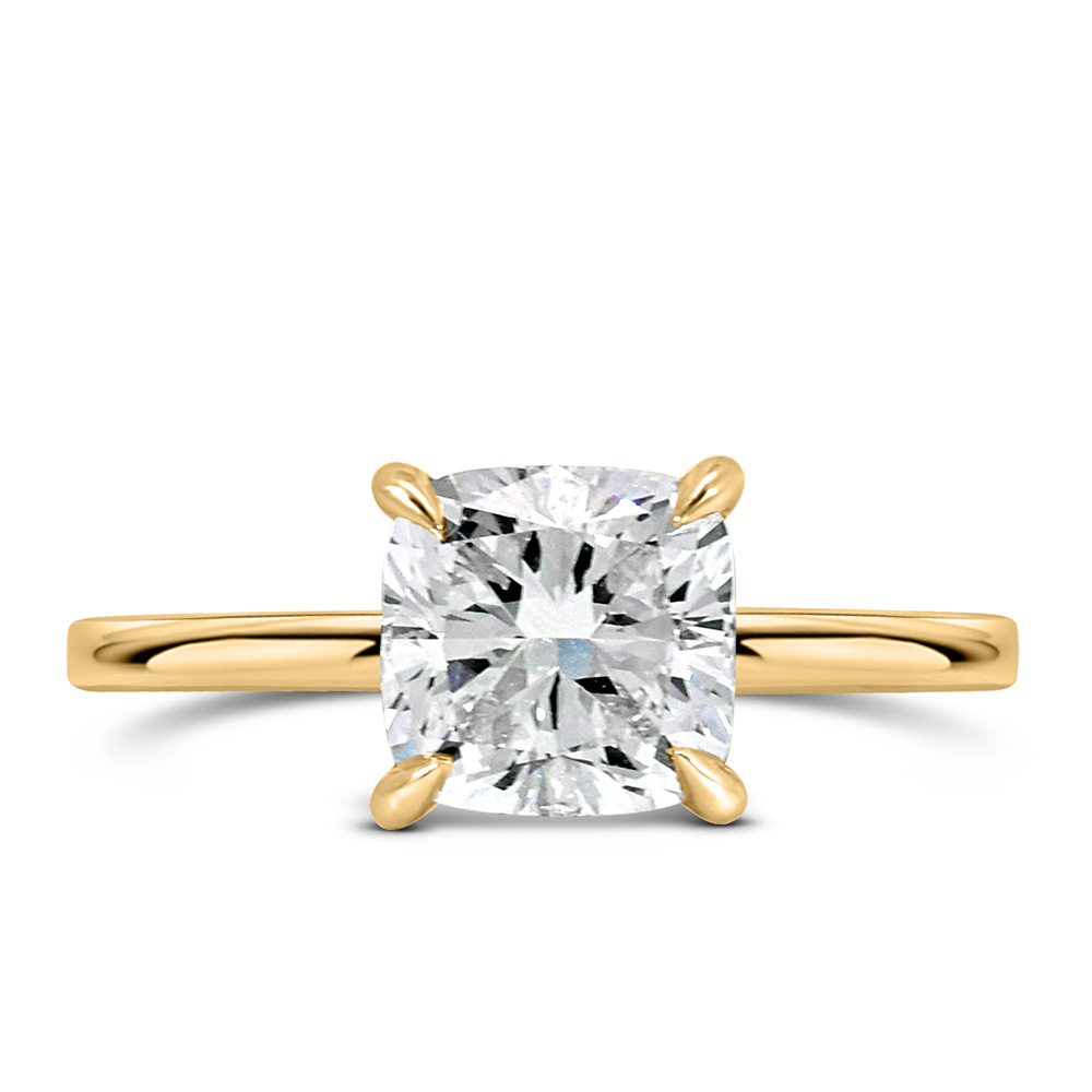 Cushion Cut Engagement Ring with Carat TW of Lab Created Diamonds 14kt Gold