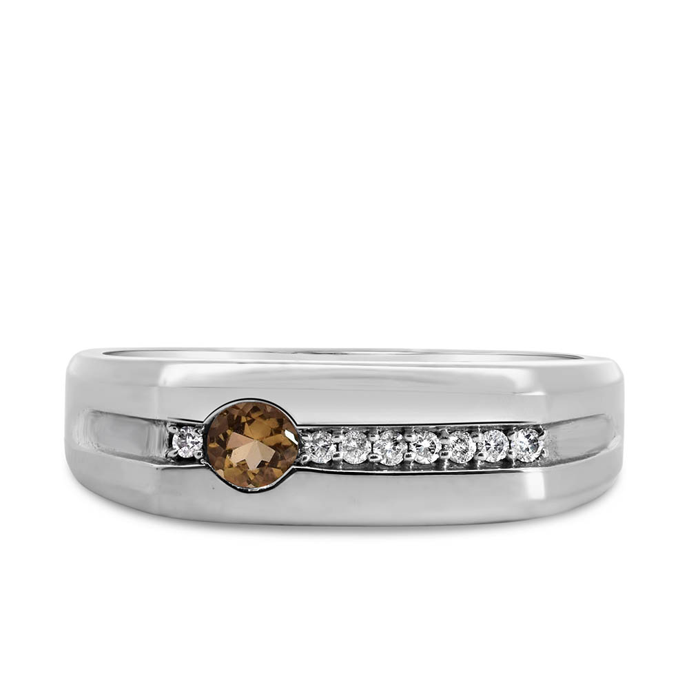 Resilience Fortitude Ring with .08 Carat TW of Diamonds and Citrine in Sterling Silver