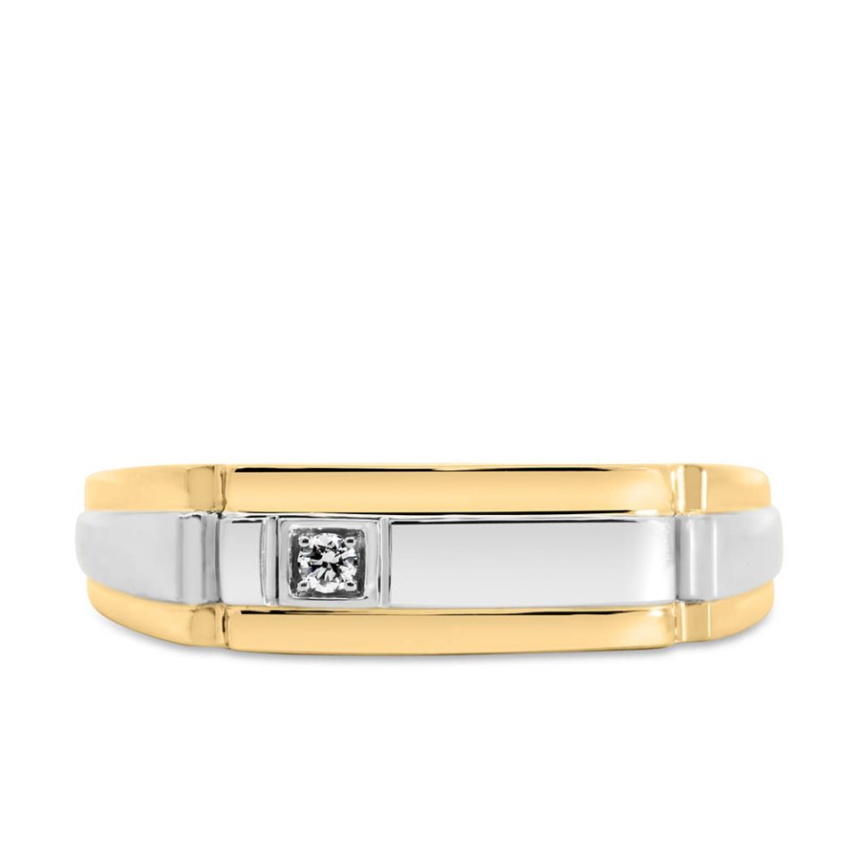 Men's Ring with .03 Carat Diamond in 10kt White and Yellow Gold