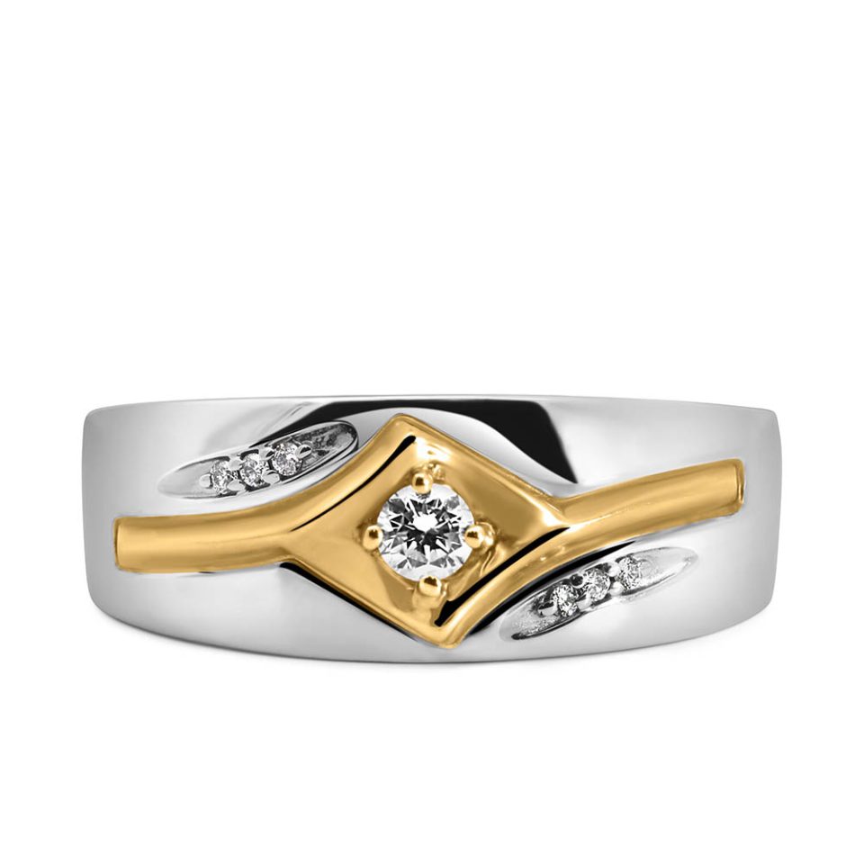 Men's Fire of the North Ring with .19 Carat TW of Diamonds in 10kt White and Yellow Gold