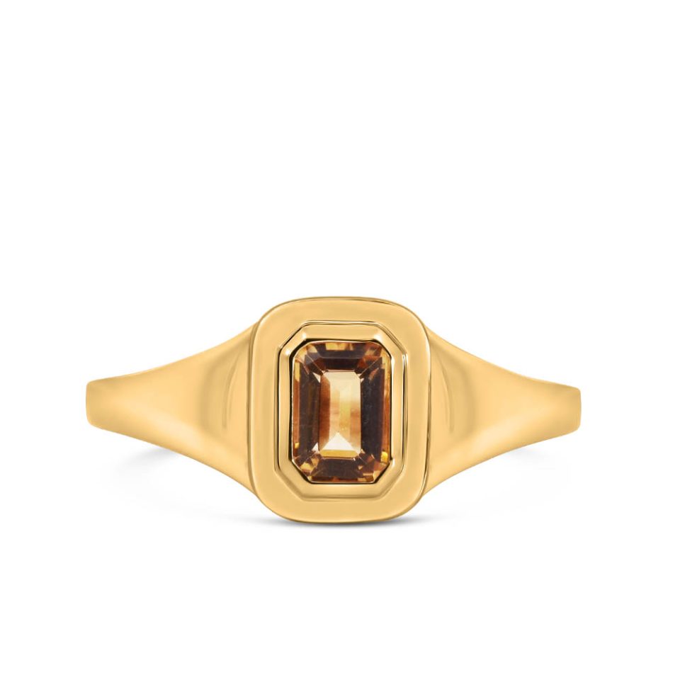 1980s Barbie Classic Citrine Signet Ring in 10kt Yellow Gold