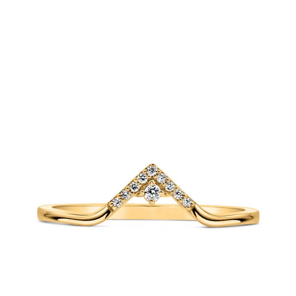 1990s Barbie Totally Triangle Chevron Ring with .05 Carat TW of Diamonds in 10kt Yellow Gold