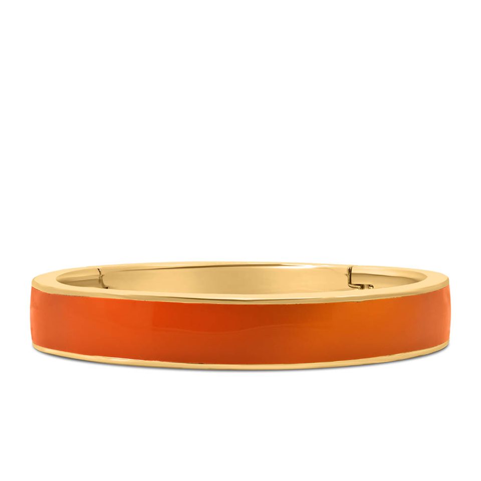 10.8MM 1960s Barbie Retro Glam Bangle with Light Orange Enamel in Gold Vermeil Plated Sterling Silver